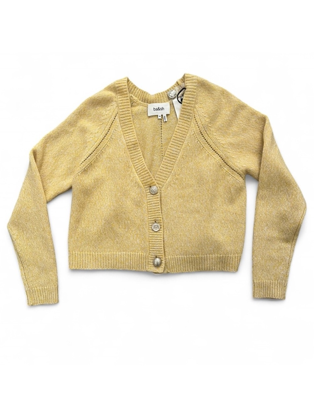Ba&sh Carila Yellow Cashmere Cardigan, size Small - Picture 4 of 12